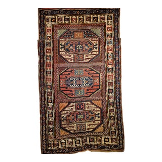Antique Karachov Kazak Area Rug, Hand-Knotted Wool, Caucasus, 1800s, 4' x 7' For Sale