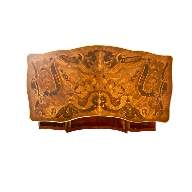 Early 20th Century Desk French Style Floral Design Writing Table Kidney Shape Antique Classic Decor For Sale - Image 9 of 9