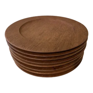 Danish Teak Wooden Plates by Illums Bolighus - Set of 8