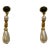 1980s Richelieu Black Onyx Gold Plated Glass Peal Drop Earrings, 2 Pieces For Sale