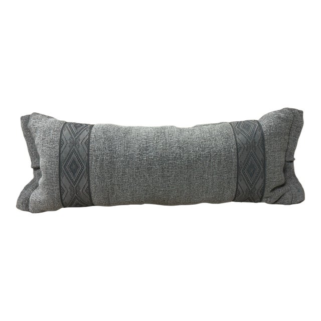 Textured Gray Bolster Pillow For Sale
