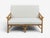 Ficks Reed, American Mid-Century Modern, Two Seater Sofa or Settee, Bamboo, Cane, White Fabric, USA, 1950s A bamboo settes...