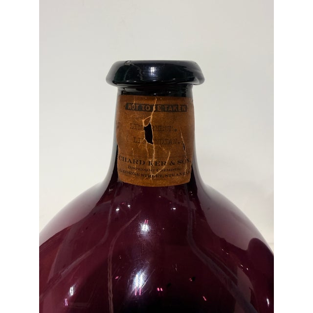 Victorian Pair, Scottish Apothecary Amethyst Glass Bottles, C. 1890 With Labels For Sale - Image 3 of 8