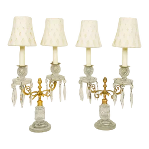 Pair of Neoclassical Crystal and Gilt-Metal Girandoles