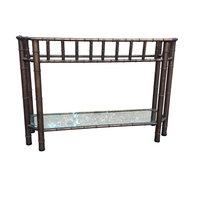 Late 20th Century Faux Bamboo Metal Console For Sale - Image 10 of 14