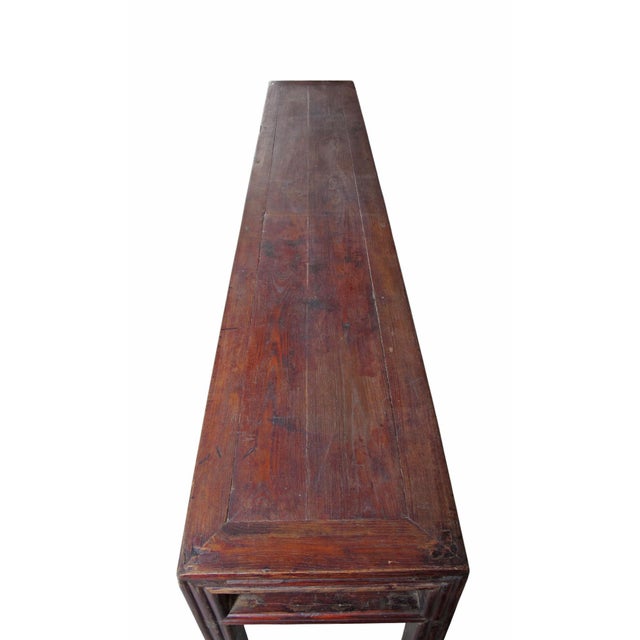 Antique Chinese Elm Console Table, 9.6' Long – Qing Dynasty For Sale - Image 10 of 13