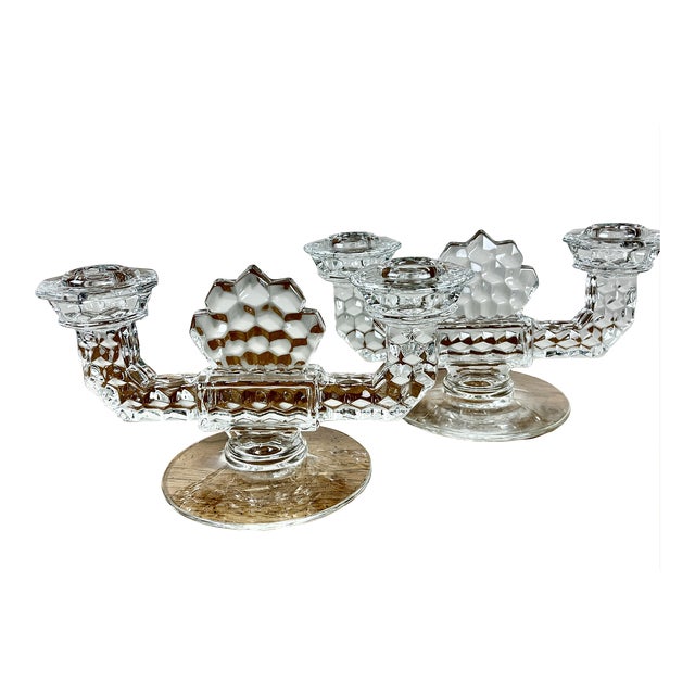 1960s Art Deco Fostoria “American” Double Candle Holders, a Pair Chairish