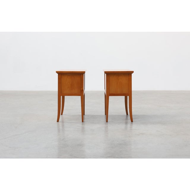 Mid-Century Bedside Tables with Brass Handles, France, 1950s, Set of 2 For Sale - Image 11 of 13