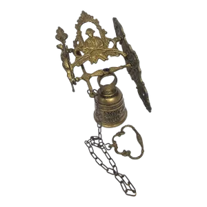 Vintage French Early 20th Century Wall Hanging Brass Monastery Bell "Leo Seti Canus"