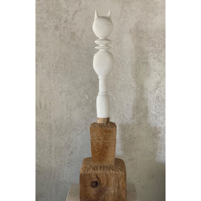Cat king, marble sculpture by Tom von Kaenel. 2019 Dimensions: D 15 x H 53 cm. Materials: naxian marble. All the artworks...
