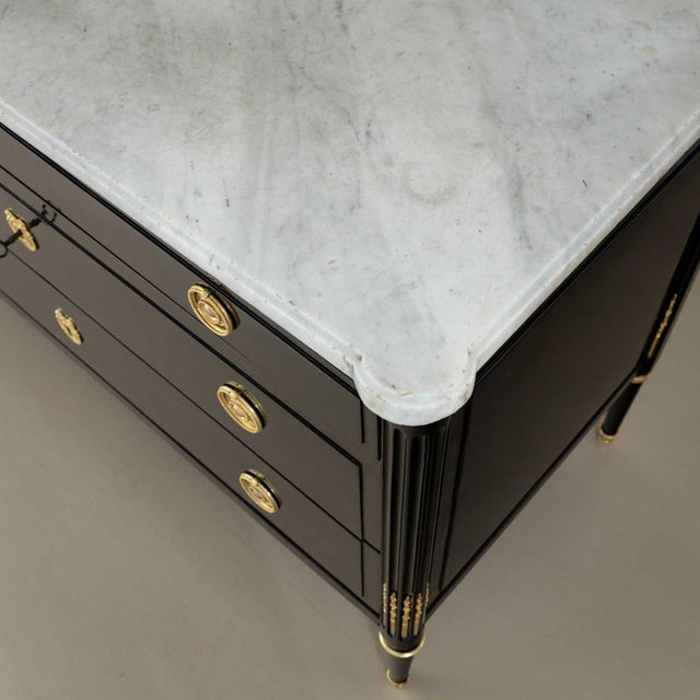 Stone Directoire Chest of Drawers with white Marble Top, France circa 1800 For Sale - Image 7 of 9