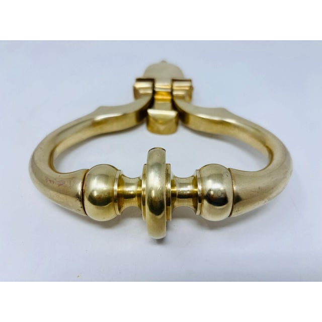 Georgian Style Solid Polished Brass Door Knocker 1940 For Sale - Image 4 of 9