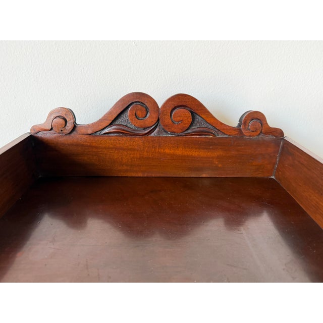 Antique Edwardian Carved Wood Purdonium / Bedside Cabinet With Brass Hardware For Sale - Image 9 of 13