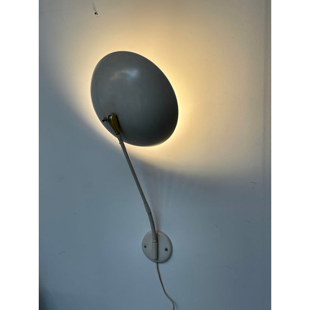 Metal 1960s Gooseneck Wall Lamp Attributed to Kurt Versen For Sale - Image 7 of 12
