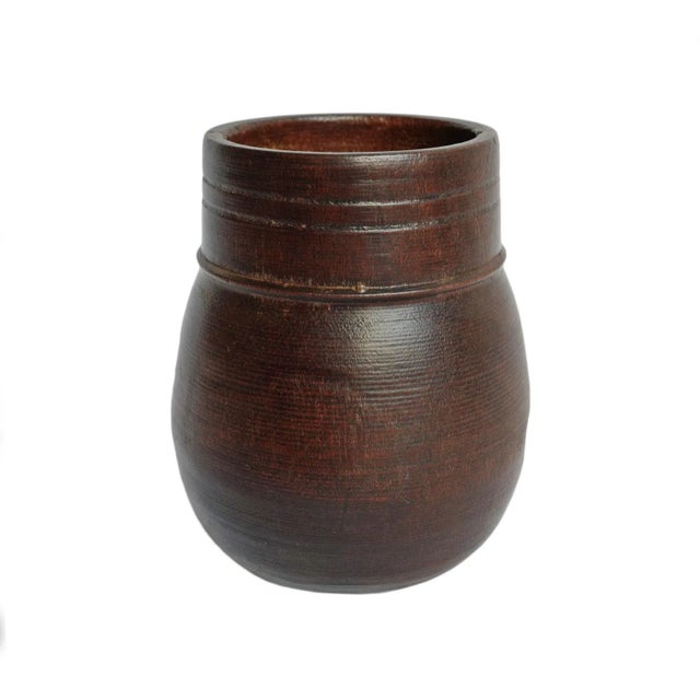 Vintage Nepal Wood Food Jar For Sale - Image 4 of 4