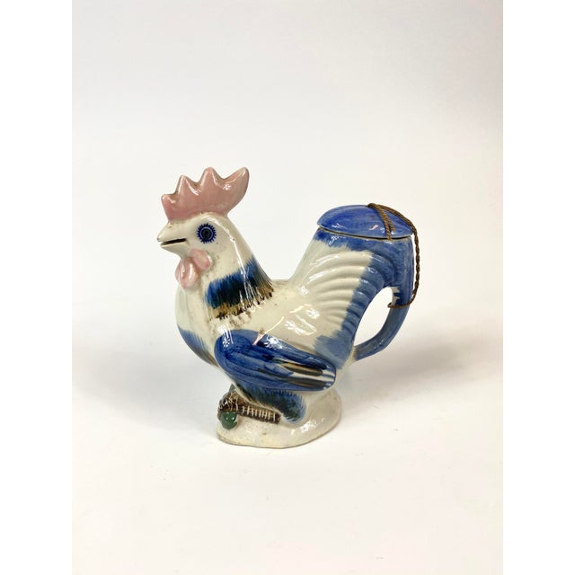 Blue 1920s Porcelain Painted Rooster Tea Pot For Sale - Image 8 of 8
