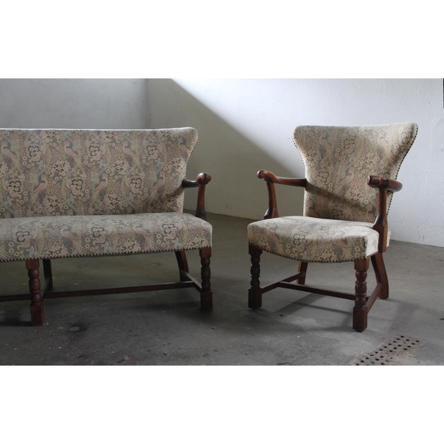 Vintage Danish Art Deco Sofa in Oak, 1940s For Sale - Image 4 of 14