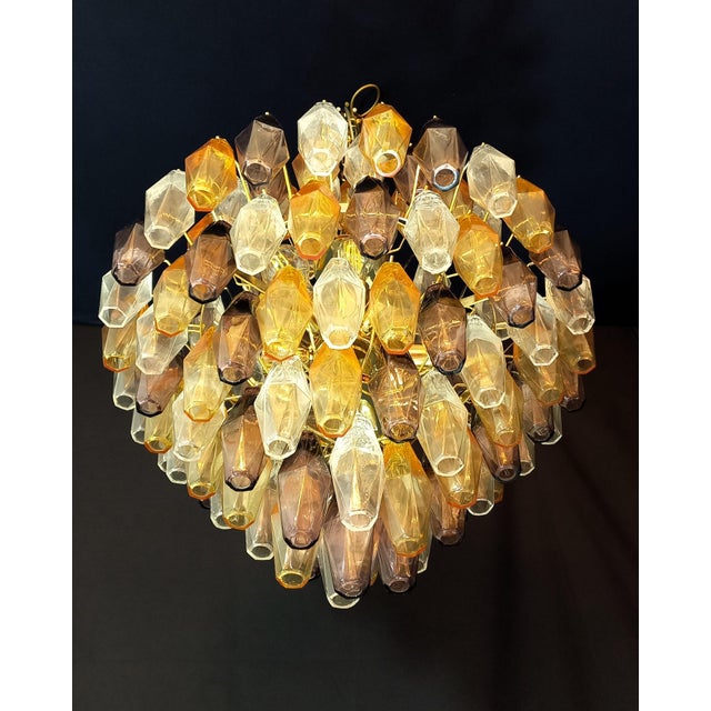 Pear-Shaped Chandelier with Multicolored Polyhedron Glass, 1962 For Sale - Image 4 of 11