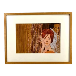 1950s Original Painting of 2 Beautiful Ladies & Beaded Door Mixed Media by Norman Baer