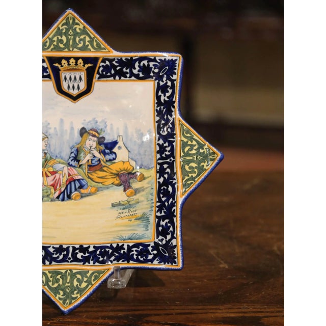 Early 20th Century Early 20th Century French Henriot Quimper Painted Faience Wall Platter For Sale - Image 5 of 12