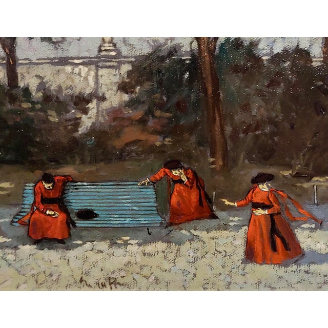 Nino Caffe "10 Cardinals Playing in the Garden" Oil Painting For Sale - Image 4 of 14