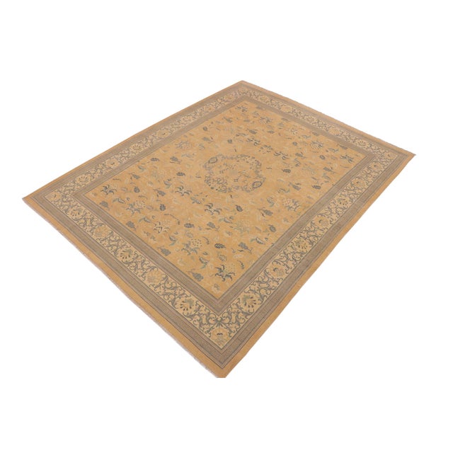 Shabby Chic Peach/Beige Wool Rug - 8'0'' X 10'6'' For Sale - Image 9 of 10