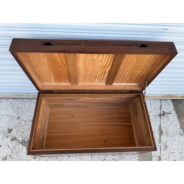 Late 19th Century Late 19th Century Asian Themed Carved Teak Cedar Chest For Sale - Image 5 of 8