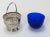 Antique Edwardian Sterling Silver With Cobalt Glass Nuts & Candy Basket For Sale - Image 9 of 13