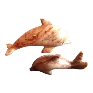 Vintage Handcarved Solid Marble Dolphin Figurines- Set of 2