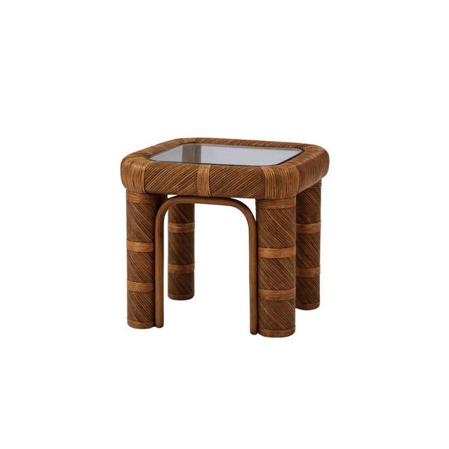 Not Yet Made - Made To Order Ursula Side Table in Stained Rattan and Tempered Glass by Popus Editions For Sale - Image 5 of 5