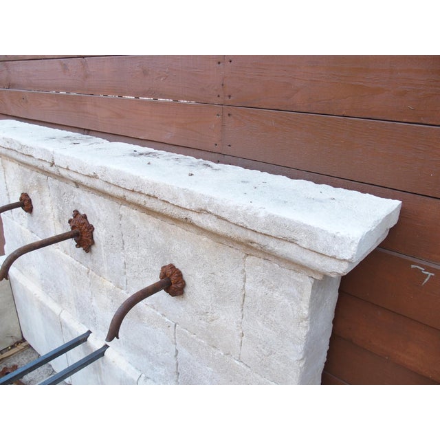 Large Sault Triple Spout Limestone Wall Fountain From Provence, France For Sale - Image 16 of 18