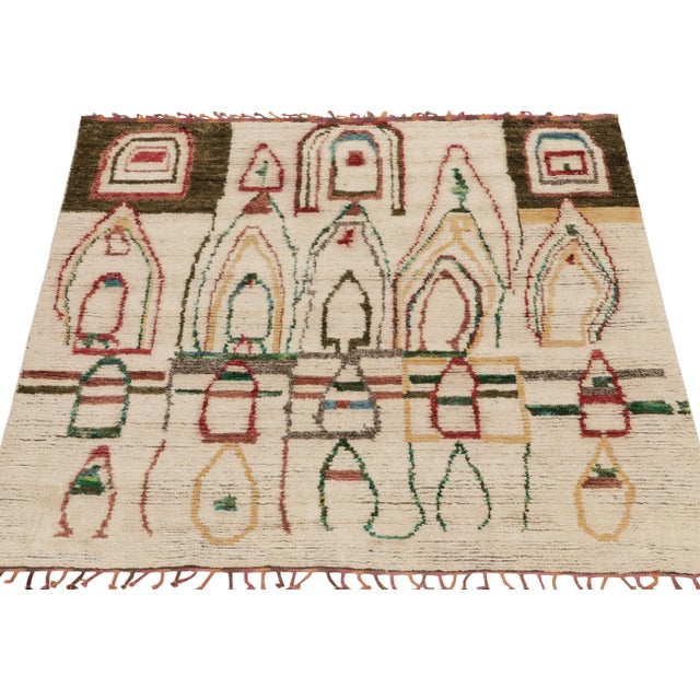 Tribal Rug & Kilim’s Moroccan Style Square Rug in Beige-Brown - 5'x5' For Sale - Image 3 of 7