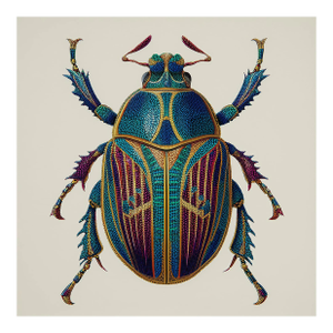 16' X 16' Contemporary Hollywood Glam Luxury Blue Beetle Original Print