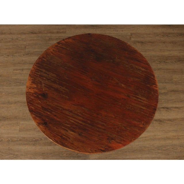 Antique Softwood Round Tilt Top Bench Dining Table For Sale - Image 4 of 12