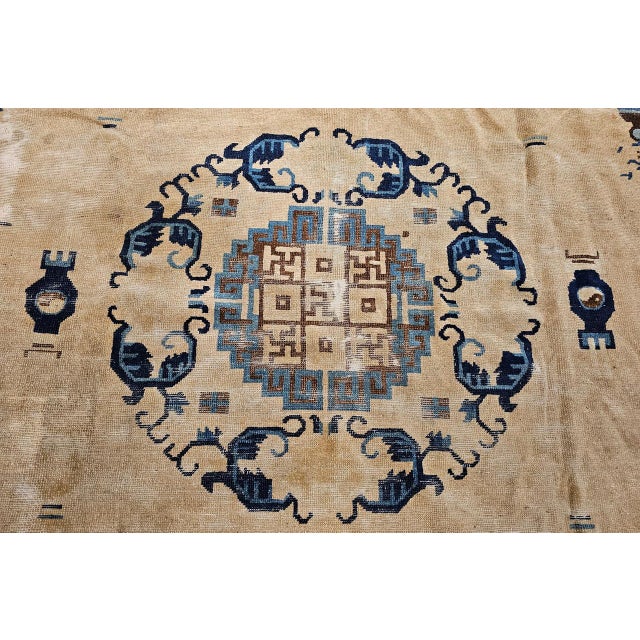 19th Century Chinese Peking Rug, Handwoven Wool, Good Fortune Symbols, 8' x 11' For Sale - Image 4 of 18