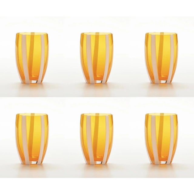 Zafferano Gessato Tumbler in Orange - Set of 6 For Sale In New York - Image 6 of 6