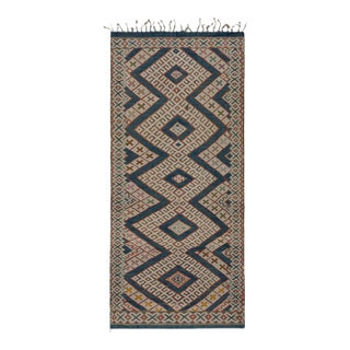 1940s Vintage Zayane Moroccan Kilim Rug With Geometric Patterns For Sale
