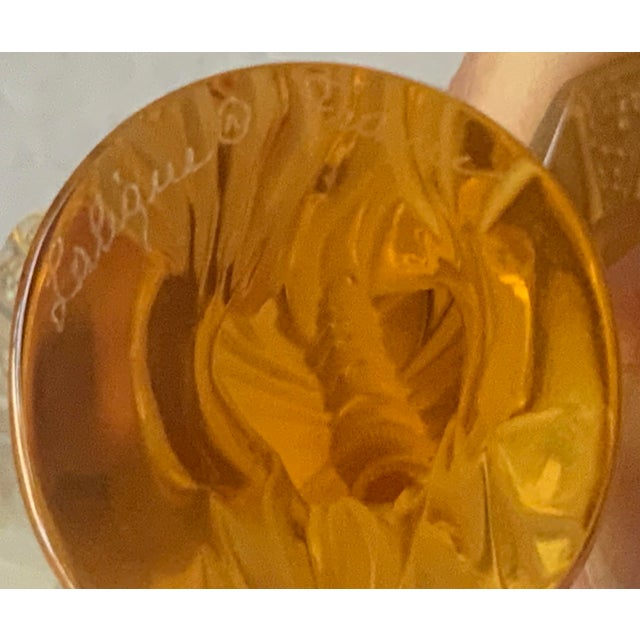 Modern 1980s Lalique Amber Butterfly Figurine Paperweight For Sale - Image 3 of 4