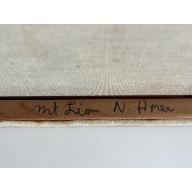 Textile 1980 Original Oil on Canvas Painting Mountain Lion by American Wildlife Artist Della Mazy For Sale - Image 7 of 8