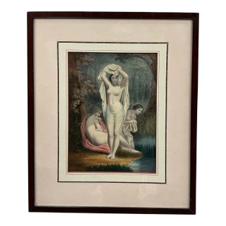 “Les Nymphes Des Bois” Vintage Hand Colored Lithograph After Joseph Felon16.75 For Sale