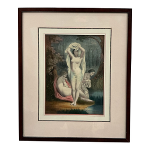 “Les Nymphes Des Bois” Vintage Hand Colored Lithograph After Joseph Felon16.75