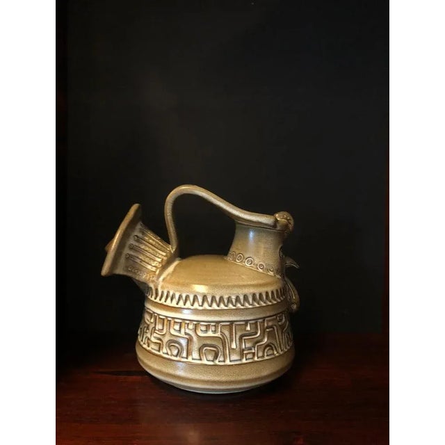 Zoomorphic Brutalist Ceramic Pitcher Resembling Rooster by Marius and Huguette Bessone for Vallauris For Sale - Image 6 of 10