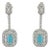 Art Deco Convertible Turquoise & Diamond Halo Drop Earrings in 14k White Gold- 2 Pieces For Sale