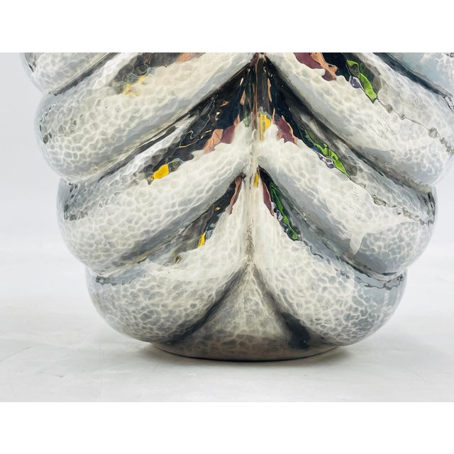 Silver Los Castillo Studio Vase With Inlay and Hammered Finish, Mexico 1970's For Sale - Image 8 of 12