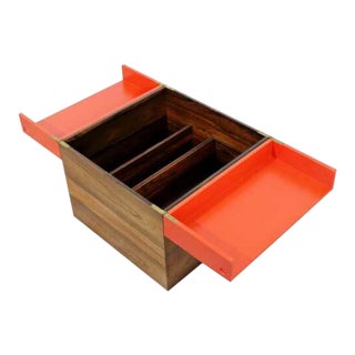 Mid Century Modern Walnut Cube Mini Bar Rolf Hesland Style Scandinavian 1960s For Sale
