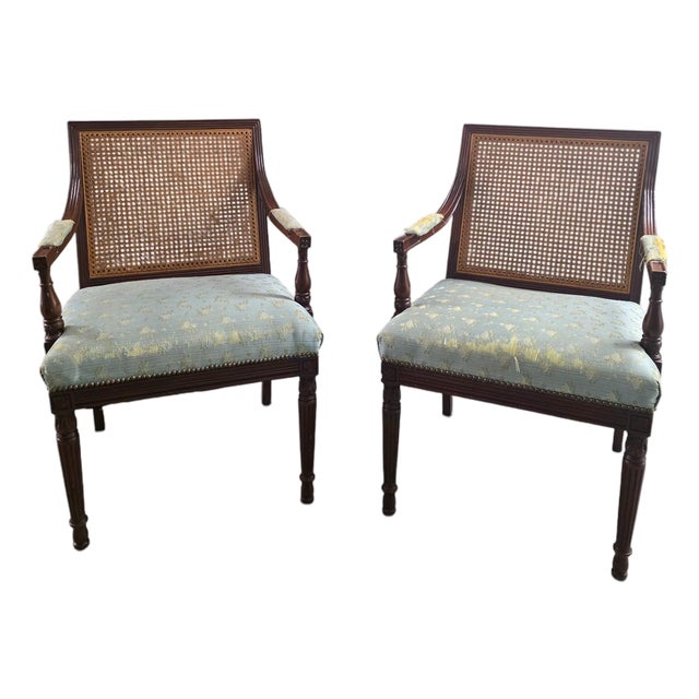 Louis XVI–inspired 1950s Vintage Cane Back Chairs- A Pair! For Sale
