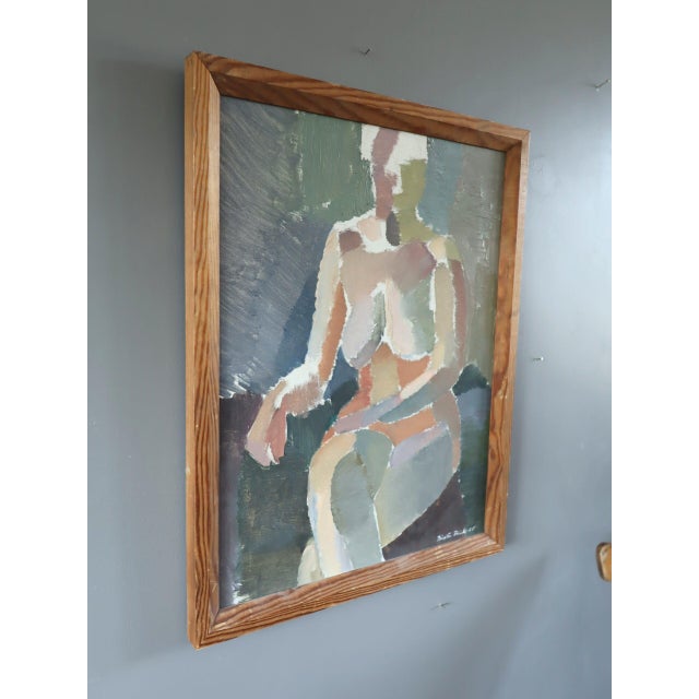 1955 Mid-Century Modern 'A Moment Between Thoughts' Swedish Abstract Figurative Oil Painting, Framed For Sale - Image 4 of 10