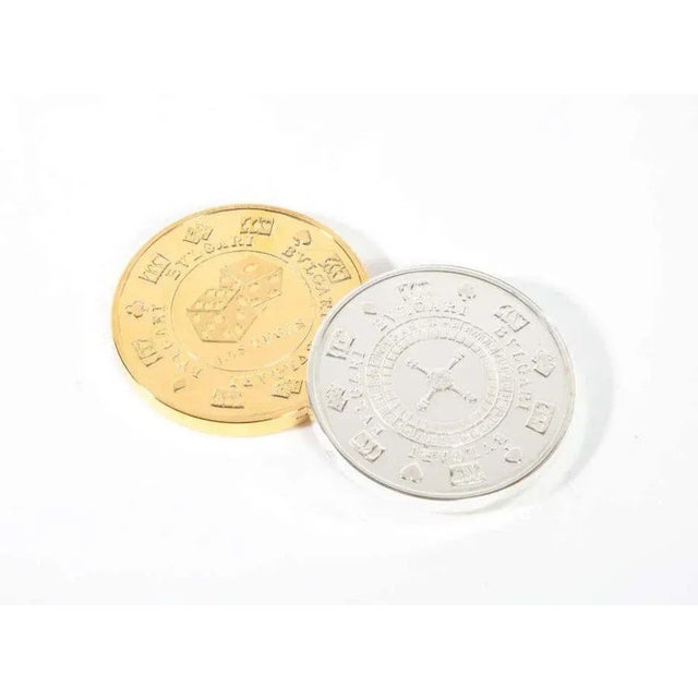 Silver Vintage Bvlgari Sterling Silver Oversized "Vegas" Casino Paper Weight Coin For Sale - Image 8 of 12