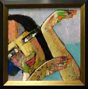 Helen Zarin Visage 53 Oil Hand Signed With Custom Framed 22"x 22"