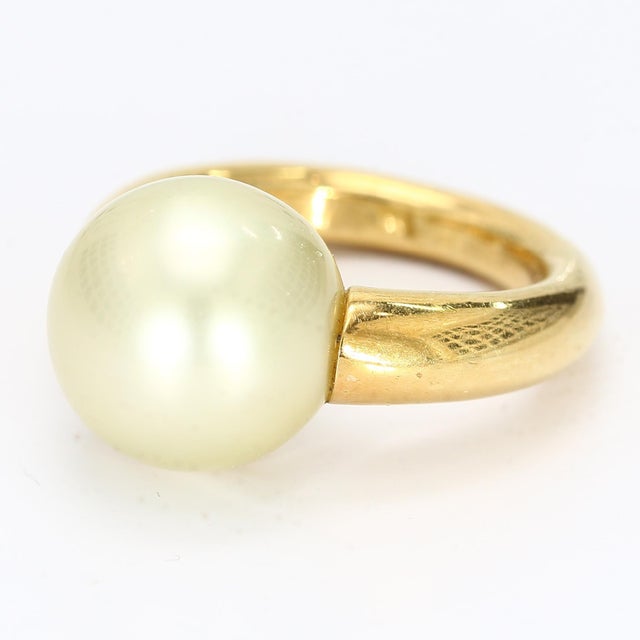 18k Yellow Gold Pearl Cocktail Ring - Size 3.25 For Sale - Image 4 of 6